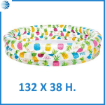 PISCINA GONFIABILE TONDA TRE ANELLI +2 ANNI - ø cm.132x38h. - peso kg.1,025 (art.59431)