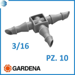 RACCORDO A T TUBO PER TUBO DA 3/16" PER MICROIRRIGAZIONE - per tubo da 3/16" conf.pz10 in blister(13125-26)