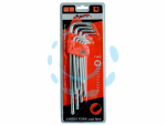 CHIAVI MASCHIO TORX CON FORO TIPO LUNGO CROMO VANADIO SERIE 9 PEZZI