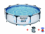 PISCINA STEEL PRO MAX TONDA CON TELAIO PORTANTE CM.366x76H. - ø cm.366x76h. - capacità lt.6473 -(art.56416)