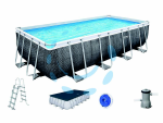 PISCINA POWER STEEL RETTANGOLARE CON TELAIO PORTANTE CM.488X244X122H. - kg.95,5- lt.11.532- filtro cartuccia (art.56996)