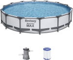 PISCINA STEEL PRO MAX TONDA CON TELAIO PORTANTE CM.427X84H. - kg.33,5 -lt.10.220 -filtro cartuccia (art.56595)