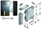 SERRATURA DA APPLICARE PER CANTINE SOLO SCROCCO 185 - entrata mm.35 lunghezza mm.60 DX