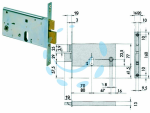 SERRATURA DA INFILARE PER FASCE CATENACCIO E SCROCCO MM.77 H 44460 - mm.70 con frontale mm.20 (44461700)