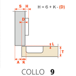 CERNIERE INCASSO PER PENSILI COLLO MEDIO SILENTIA PLUS 110° REGOLABILI- foro ø mm.35