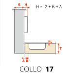 CERNIERE INCASSO PER PENSILI COLLO ALTO SILENTIA PLUS 110° REGOLABILI- foro ø mm.35