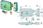 SERRATURA PORTONCINO QUADRO CATENACCIO E SCROCCO CILINDRO FISSO 50571 - mm.60 DX (50571601)
